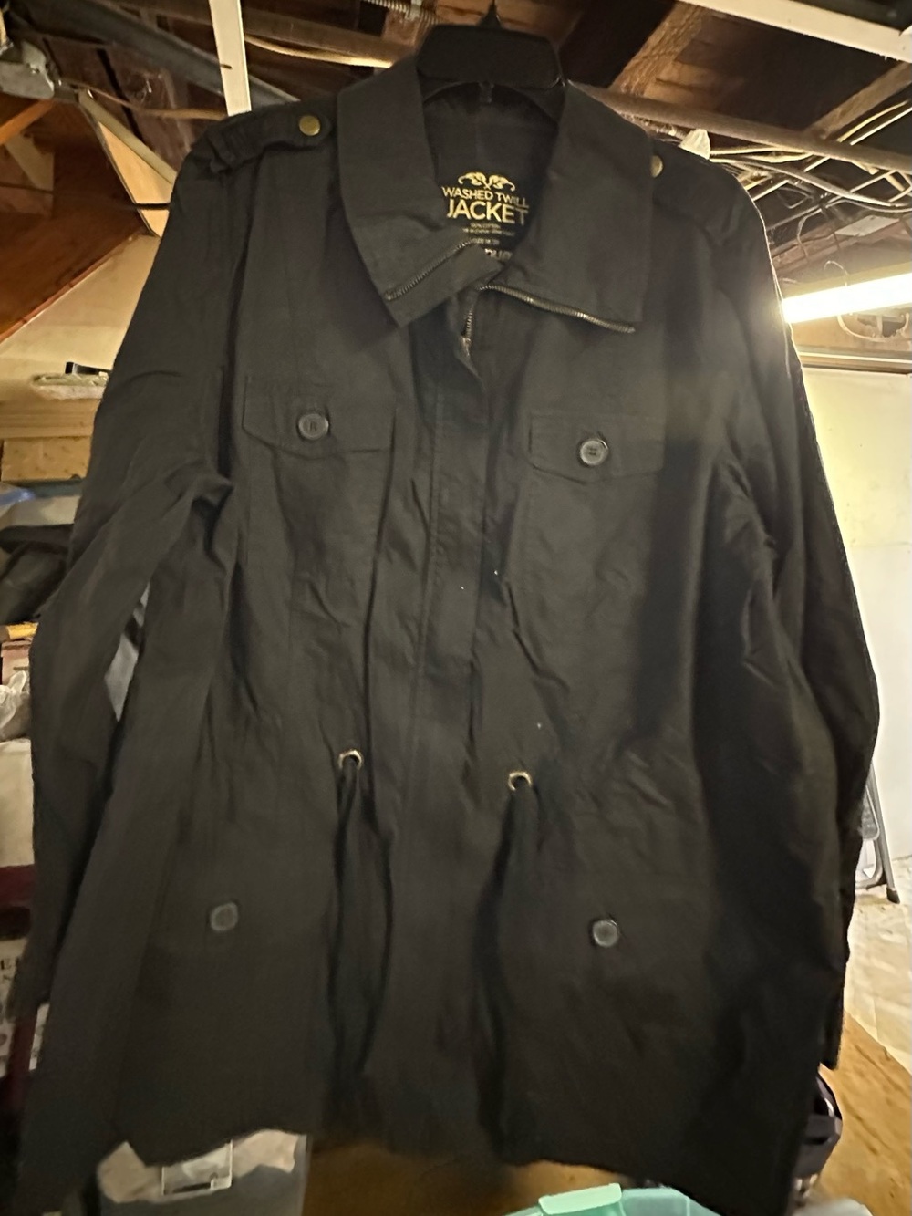 2 Avenue Black Utility Jacket with Epaulets and orange